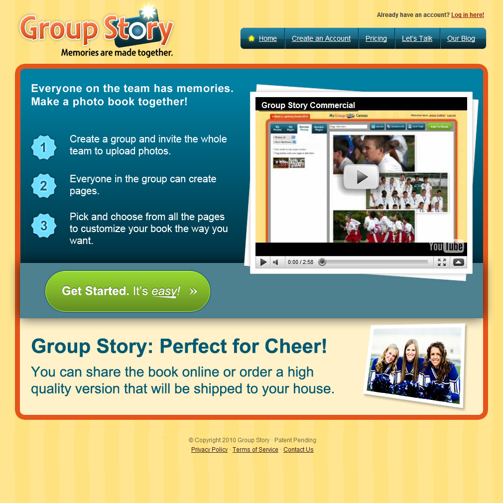 GroupStory Homepage Screenshot